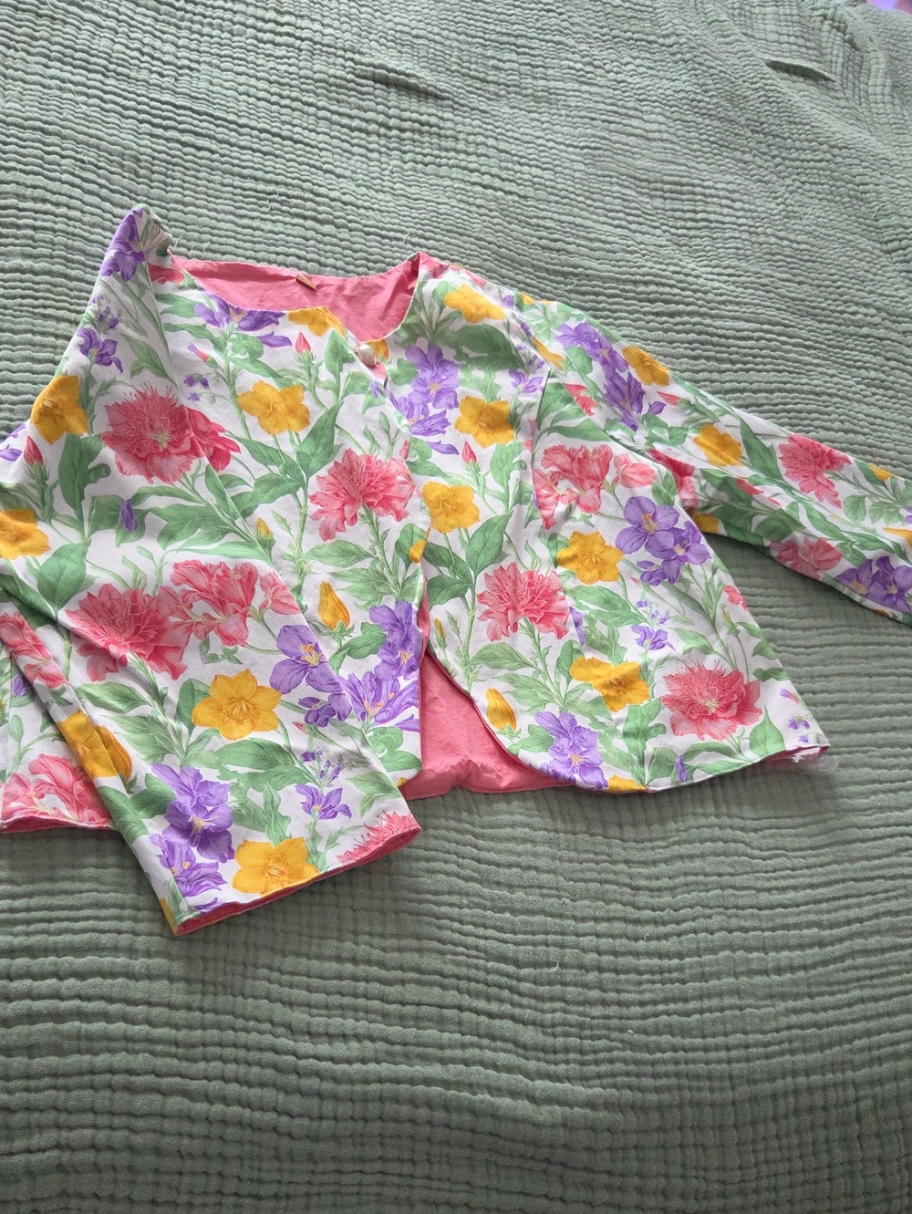 Floral Print Pink Lined Women's Blazer Jacket